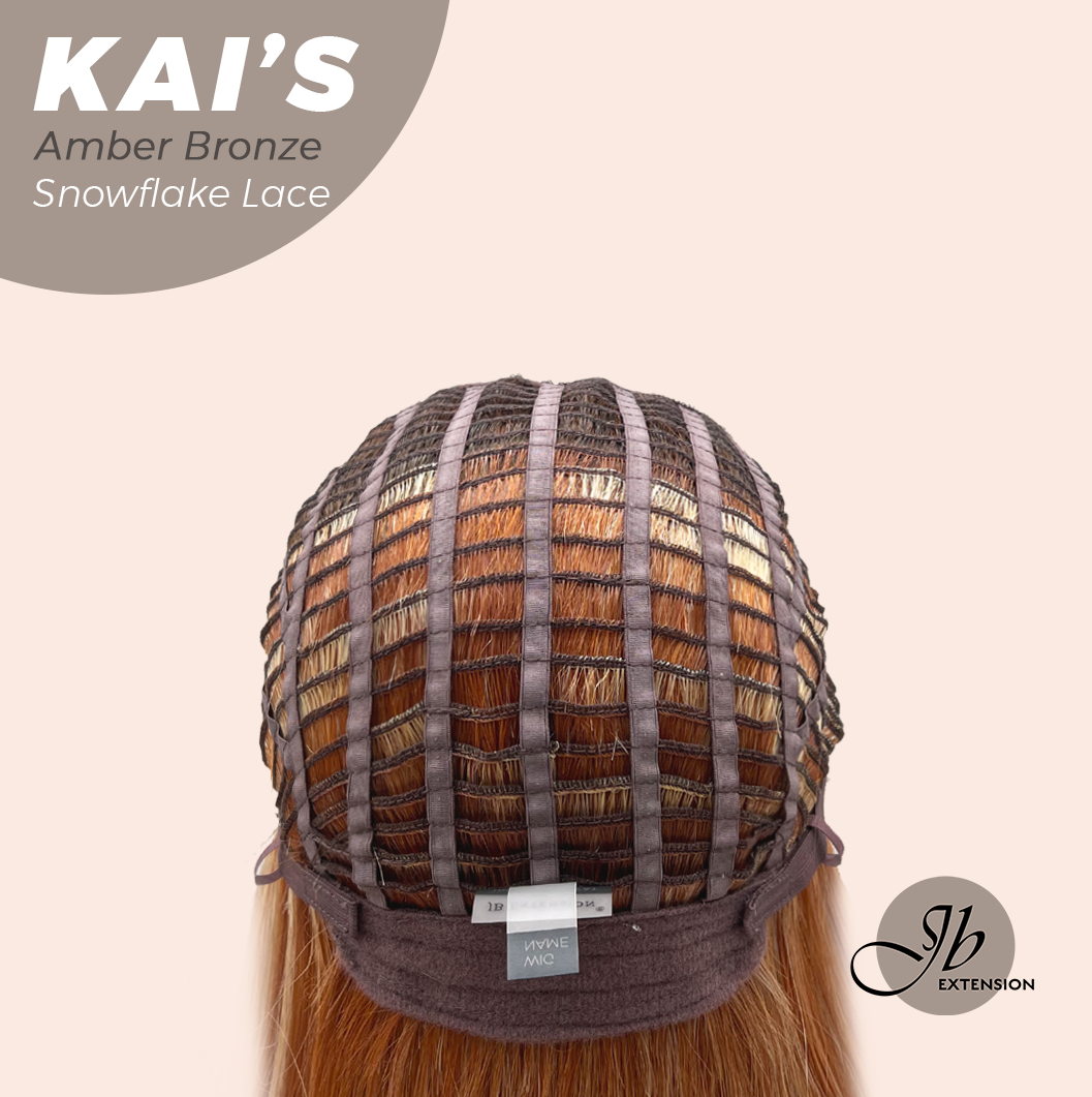 JBEXTENSION 18 Inches Amber Bronze Pre-Cut Snowflake Lace Frontlace Glueless Wig KAI'S AMBER BRONZE【PERMATEASE】【BENDY EAR TABS】- M/L