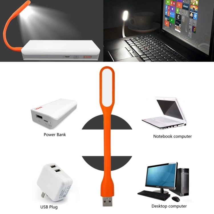 100 PCS Portable Mini USB 6 LED Light, For PC / Laptops / Power Bank, Flexible Arm, Eye-protection Light(Orange)