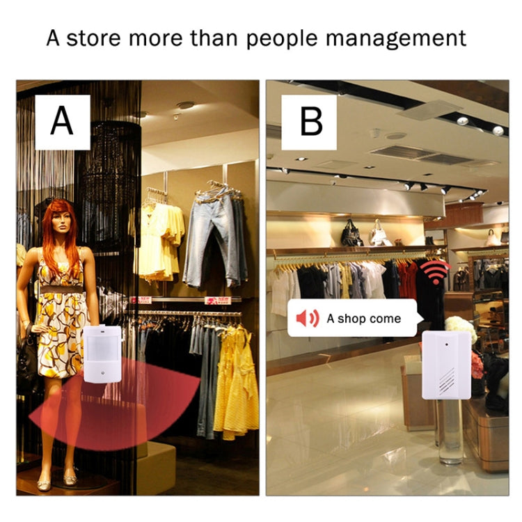 1 to 2 PIR Infrared Sensors Wireless Doorbell Alarm Detector for Home / Office