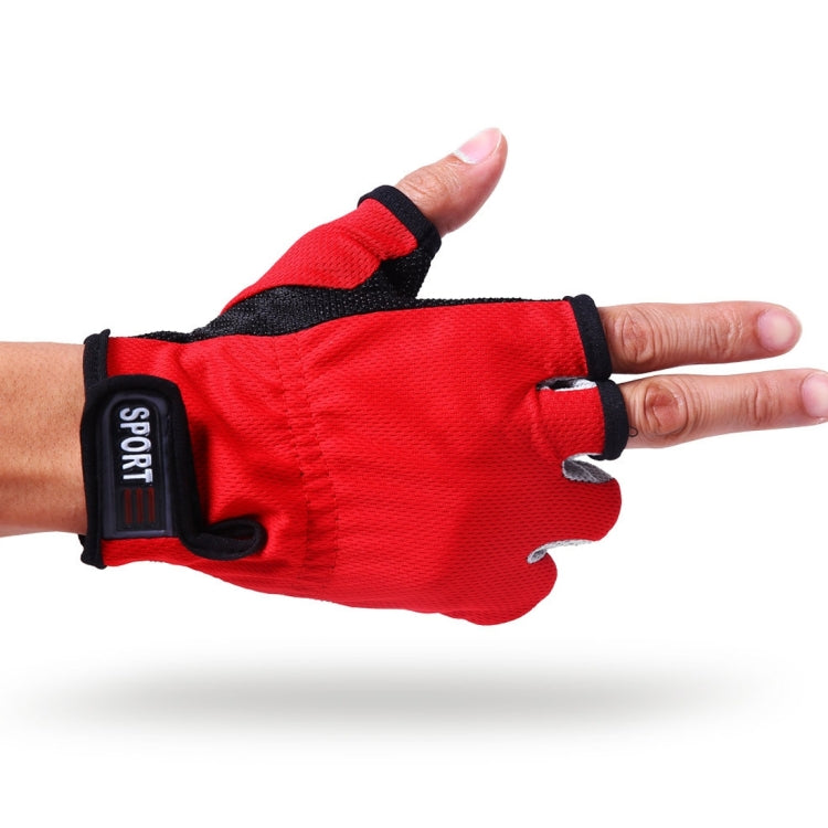 1 Pair 3 Fingers Exposed Breathable Anti-slippery Fishing Gloves(Red)