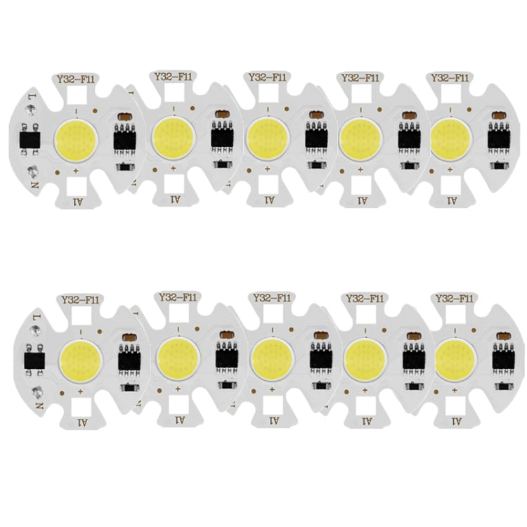 10 PCS COB LED Light Chip AC 220V LED Bulb Light Intelligent IC Driver Bulb Light DIY Spotlight Downlight Chip Outdoor Flood Light(7W（warm white）)