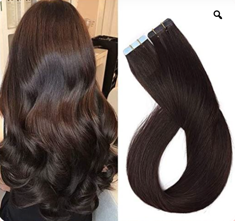 Tape in Hair Extensions Human Hair, Remy Tape in Hair Extensions 20inch  Tape in Human Hair 50g 20pcs  #2 DARK BROWN