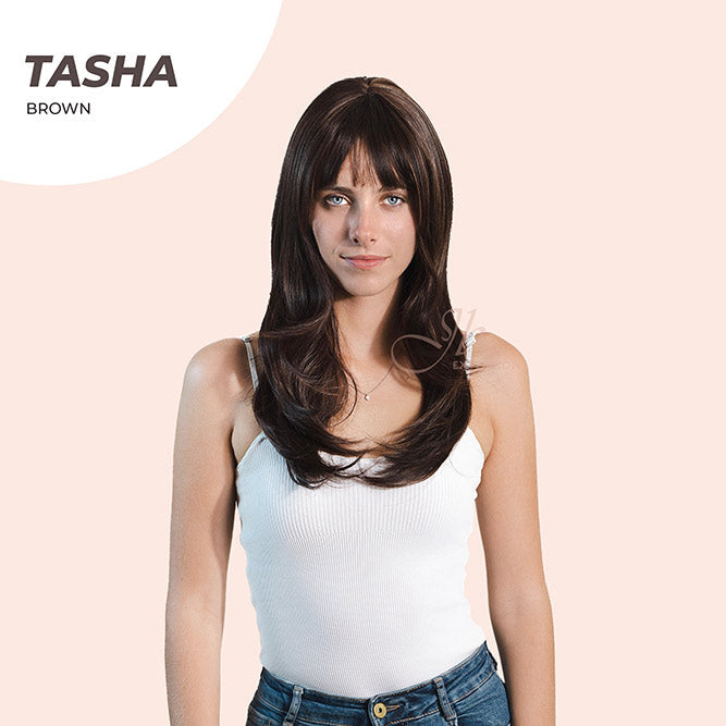 JBEXTENSION 24 Inches Wolf Cut Brown Women Wig With Bangs TASHA BROWN