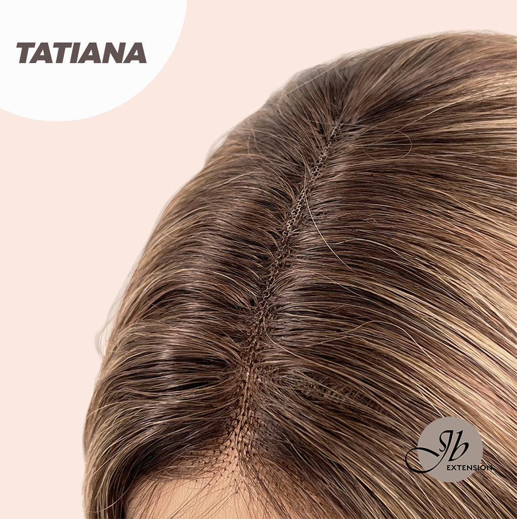 JBEXTENSION 12 Inches Remy Human Hair Mix Blonde With Highlight Wig TATIANA