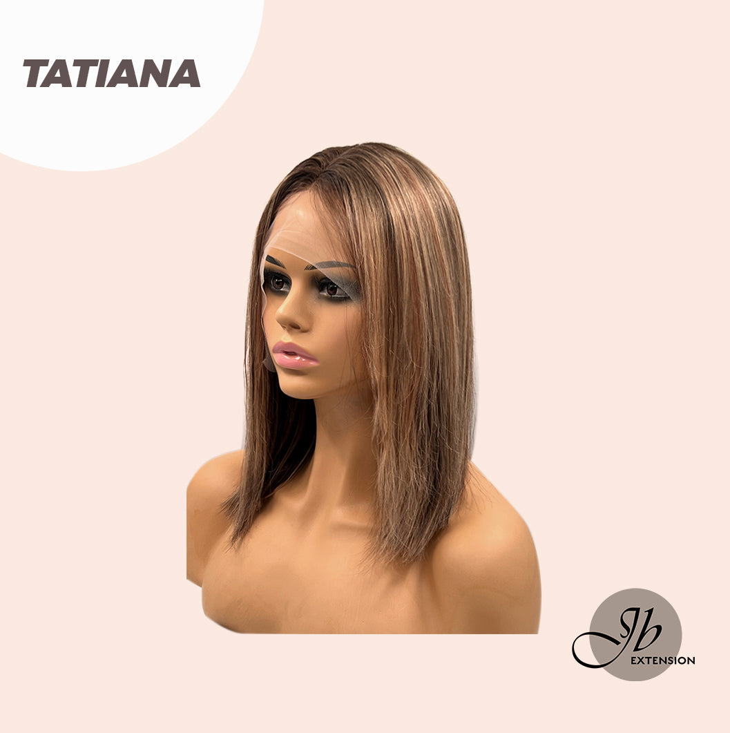 JBEXTENSION 12 Inches Remy Human Hair Mix Blonde With Highlight Wig TATIANA