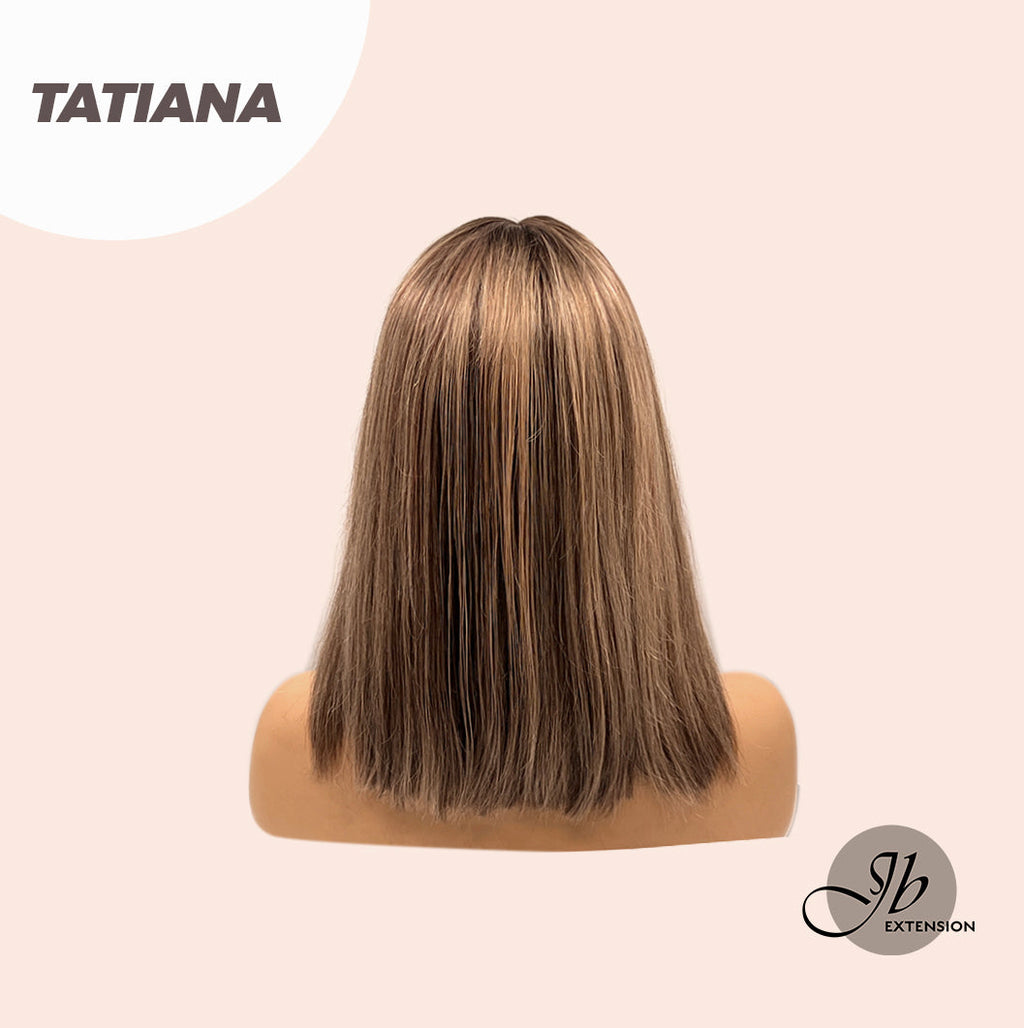 JBEXTENSION 12 Inches Remy Human Hair Mix Blonde With Highlight Wig TATIANA