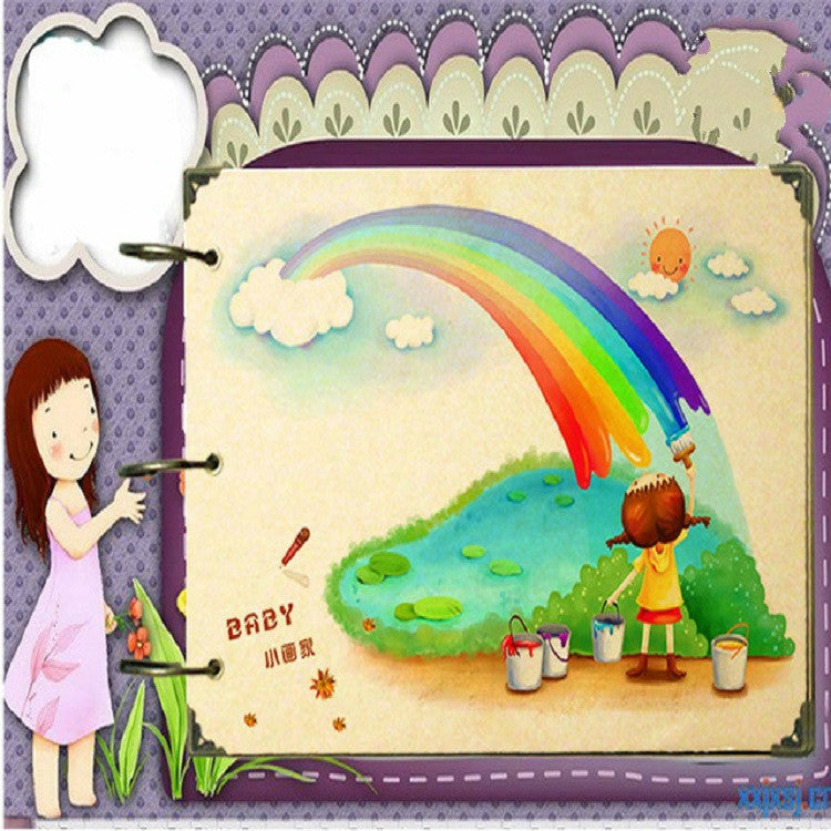 10 inch DIY Paste Retro Loose-leaf Iron Hoop Photo Album(15 Kraft Card +15 Black Card Pages)