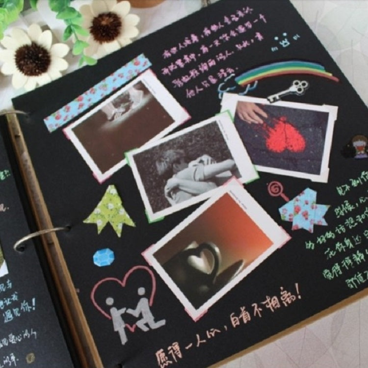 10 inch DIY Paste Retro Loose-leaf Iron Hoop Photo Album(15 Kraft Card +15 Black Card Pages)