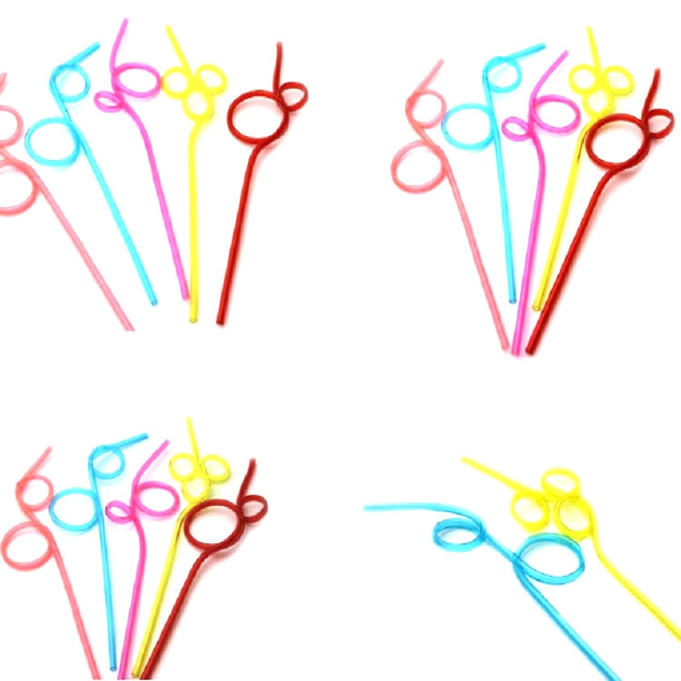 10 PCS Creative Plastic Curved Straws, Random Color Style Delivery