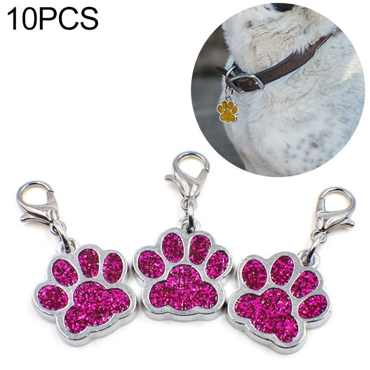 10 PCS Enamel Cat Dog  Bear Paw Prints Key Chain Jewelry Making(Hot Pink)