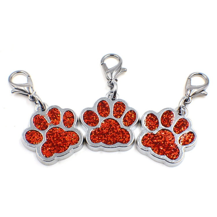 10 PCS Enamel Cat Dog  Bear Paw Prints Key Chain Jewelry Making(Red)