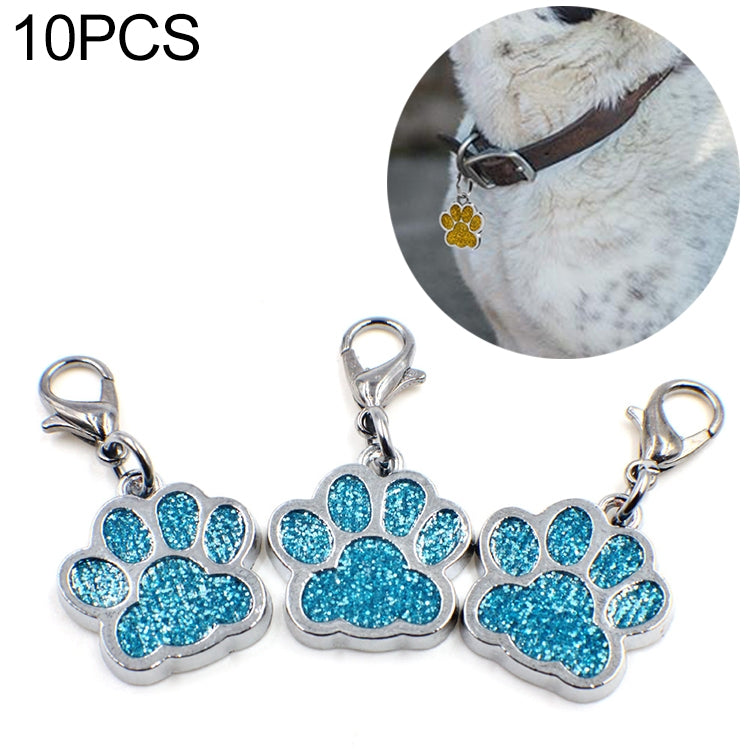 10 PCS Enamel Cat Dog  Bear Paw Prints Key Chain Jewelry Making(Light Blue)