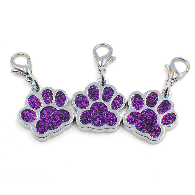 10 PCS Enamel Cat Dog  Bear Paw Prints Key Chain Jewelry Making(Dark Purple)