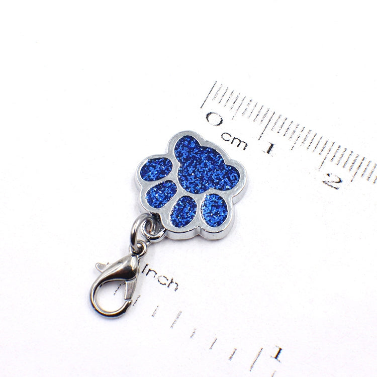 10 PCS Enamel Cat Dog  Bear Paw Prints Key Chain Jewelry Making(Dark Purple)