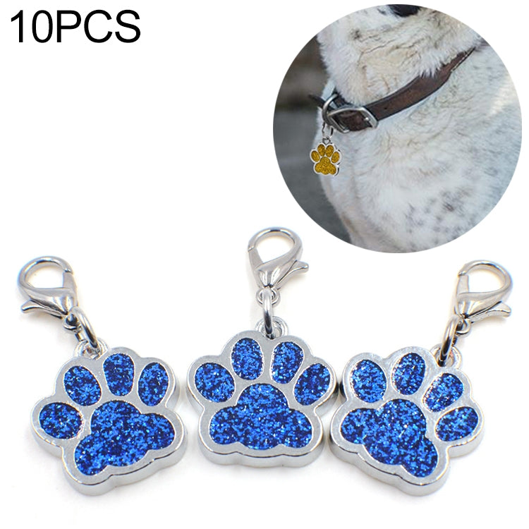 10 PCS Enamel Cat Dog  Bear Paw Prints Key Chain Jewelry Making(Dark Blue)