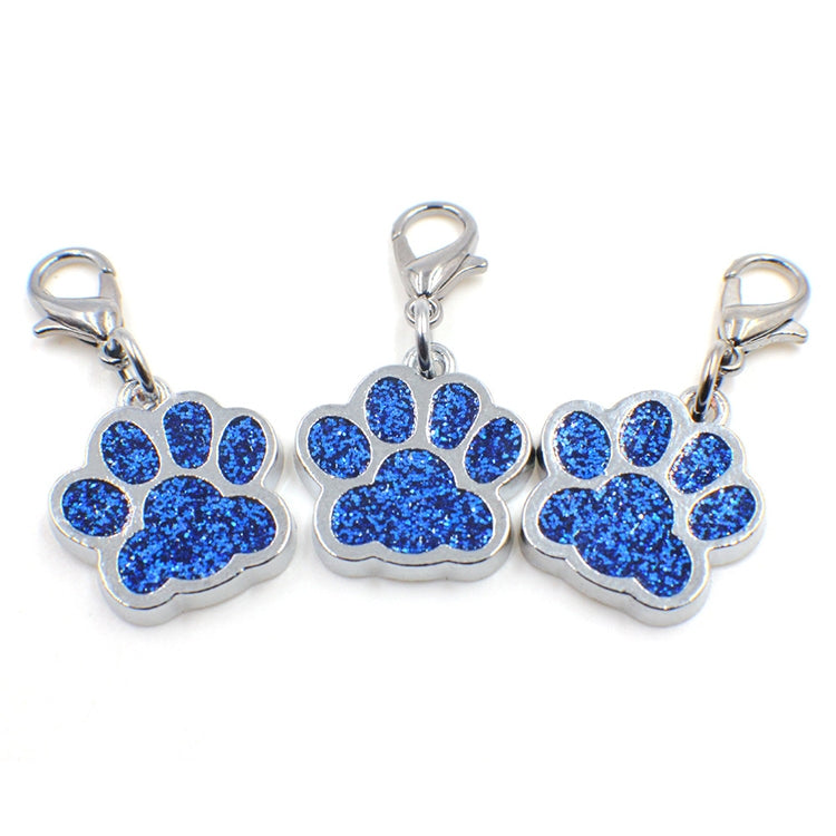 10 PCS Enamel Cat Dog  Bear Paw Prints Key Chain Jewelry Making(Dark Blue)