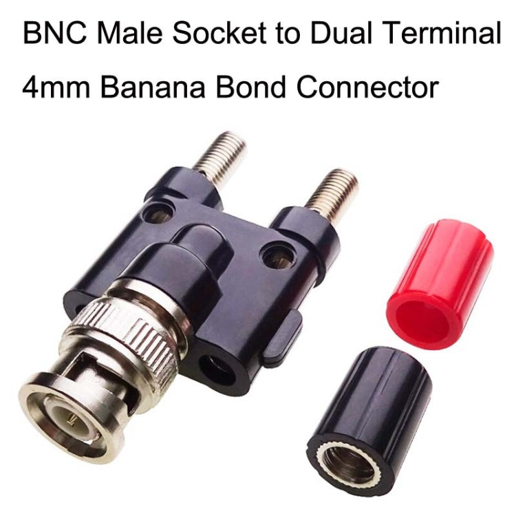 5pcs BNC Male Plug To Two Banana Jack Female Connector RF Adapter(Black)