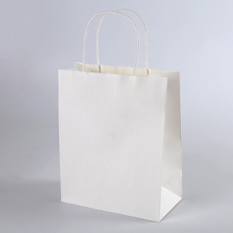 10 PCS Elegant Kraft Paper Bag With Handles for Wedding/Birthday Party/Jewelry/Clothes, Size:22x27x11cm (White)
