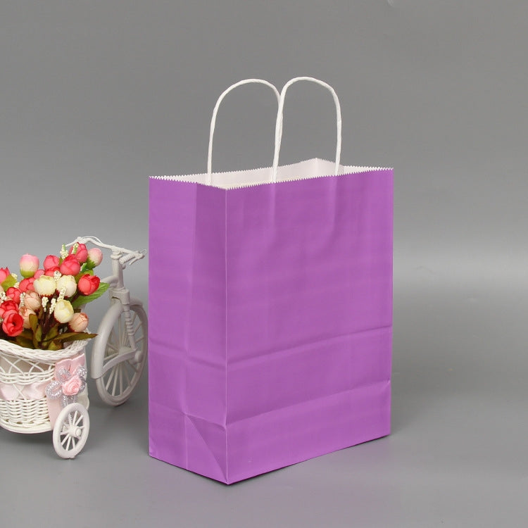 10 PCS Elegant Kraft Paper Bag With Handles for Wedding/Birthday Party/Jewelry/Clothes, Size:12x15x6cm(Purple)