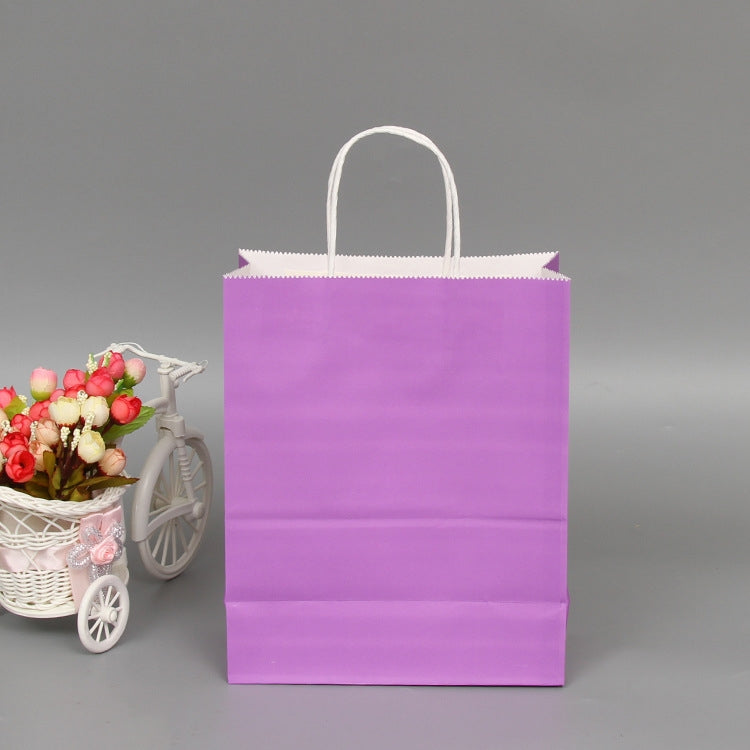 10 PCS Elegant Kraft Paper Bag With Handles for Wedding/Birthday Party/Jewelry/Clothes, Size:12x15x6cm(Purple)