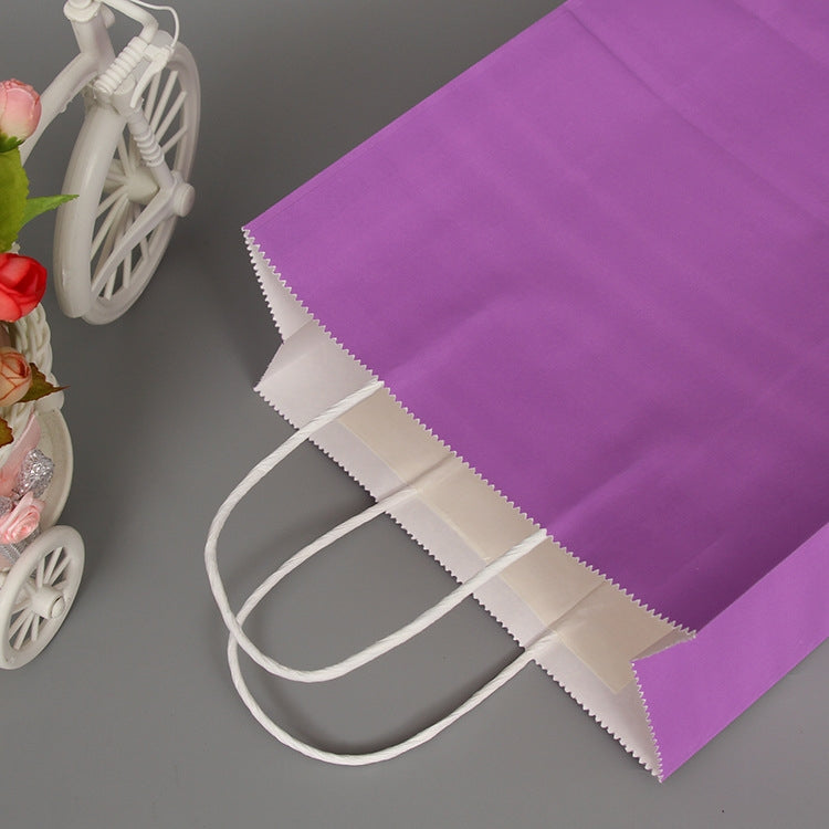 10 PCS Elegant Kraft Paper Bag With Handles for Wedding/Birthday Party/Jewelry/Clothes, Size:12x15x6cm(Purple)