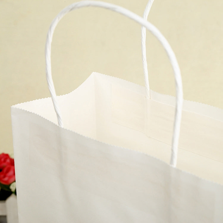 10 PCS Elegant Kraft Paper Bag With Handles for Wedding/Birthday Party/Jewelry/Clothes, Size:32x25x11cm (White)