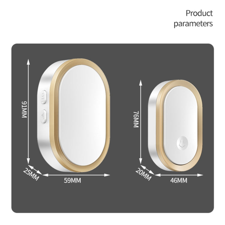 CACAZI A99 Home Smart Remote Control Doorbell Elderly Pager, Style:US Plug(Golden)