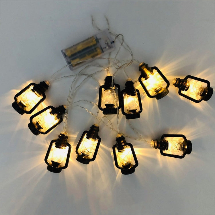 1.5m 10LEDs Christmas Lantern Festival Decoration Retro Kerosene Lamp LED String(Black)