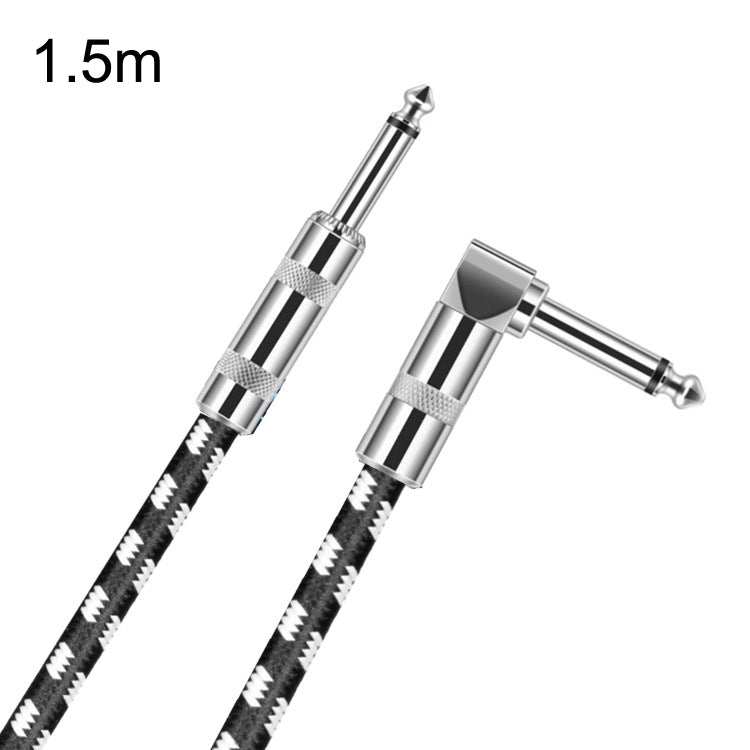 1.5m 1 Straight Head +1 Elbow Head 6.35mm Guitar Cable Oxygen-Free Copper Core TS Large Two-core Cable