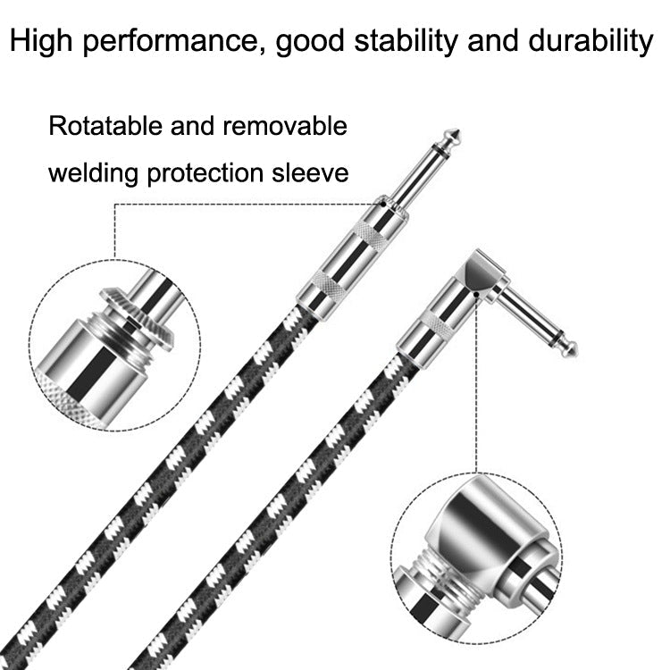 1.5m 1 Straight Head +1 Elbow Head 6.35mm Guitar Cable Oxygen-Free Copper Core TS Large Two-core Cable