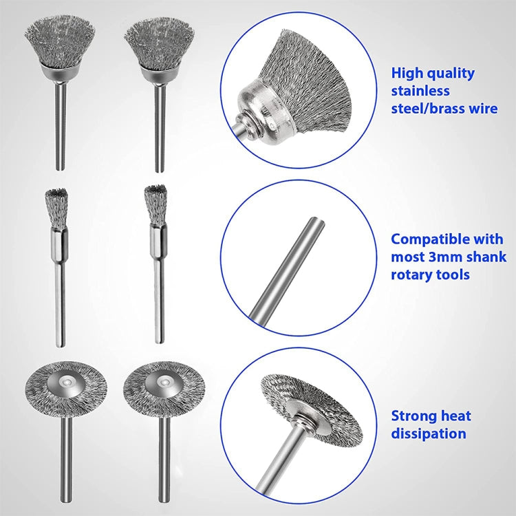 10 PCS Wire Brush Metal Descaling Polishing Brush To Remove Oxide Layer Flat Polishing Brush, Style:Flat 3×25MM