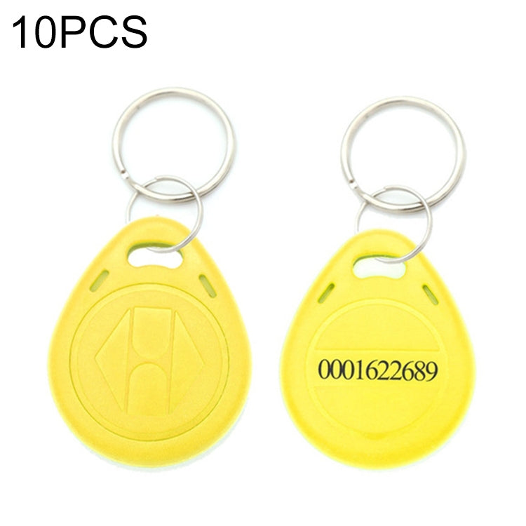 10 PCS 125KHz TK/EM4100 Proximity ID Card Chip Keychain Key Ring(Yellow)