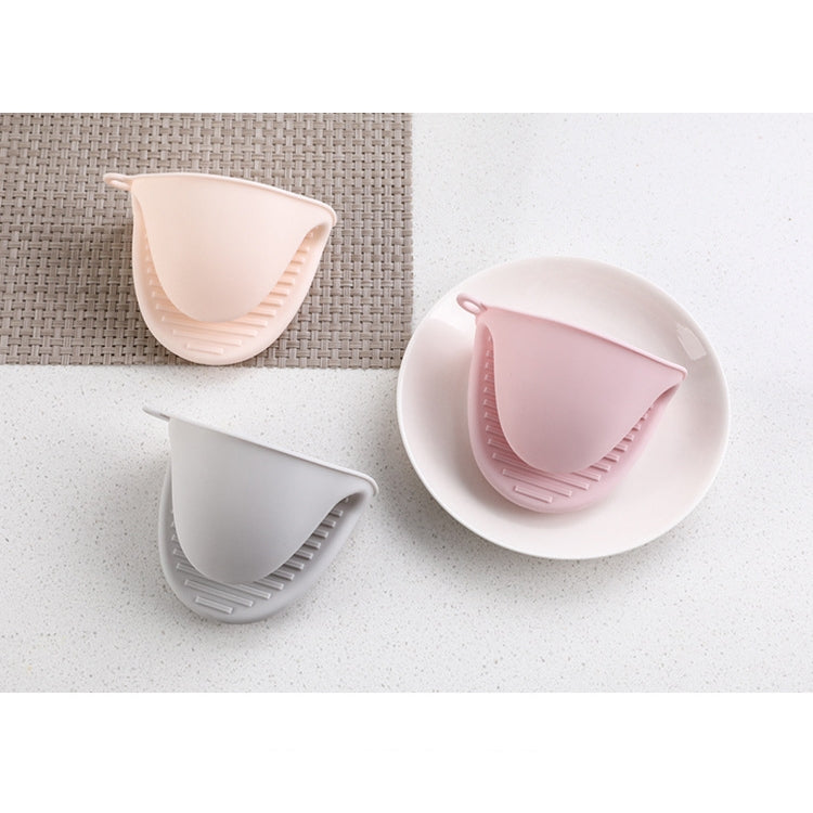1 Pair Thick Silicone Anti-Scald Gloves Kitchen Heat Insulation Take Plate Tongs Baking Oven Insulation Cover(Pink)