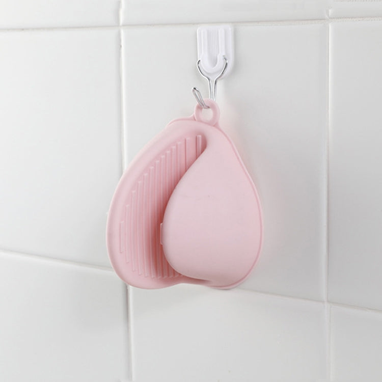 1 Pair Thick Silicone Anti-Scald Gloves Kitchen Heat Insulation Take Plate Tongs Baking Oven Insulation Cover(Pink)