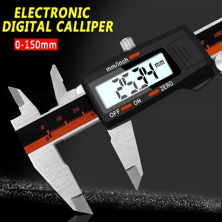 0-150mm Plastic Meter Stainless Steel Body Digital Display Electronic High-Precision Vernier Caliper, Specification: 2 Units of mm/inch