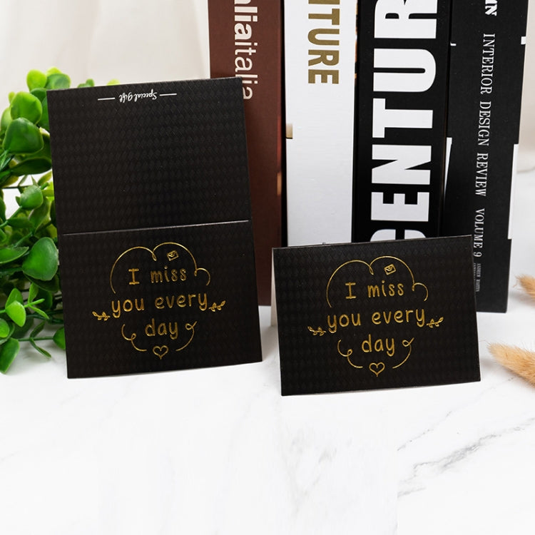 100 PCS Valentines Day Bronzing Greeting Card Flower Shop Birthday Thank You Card(I Miss You Every Day)