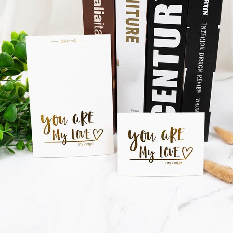 100 PCS Valentines Day Bronzing Greeting Card Flower Shop Birthday Thank You Card(You Are My Love My Angel)