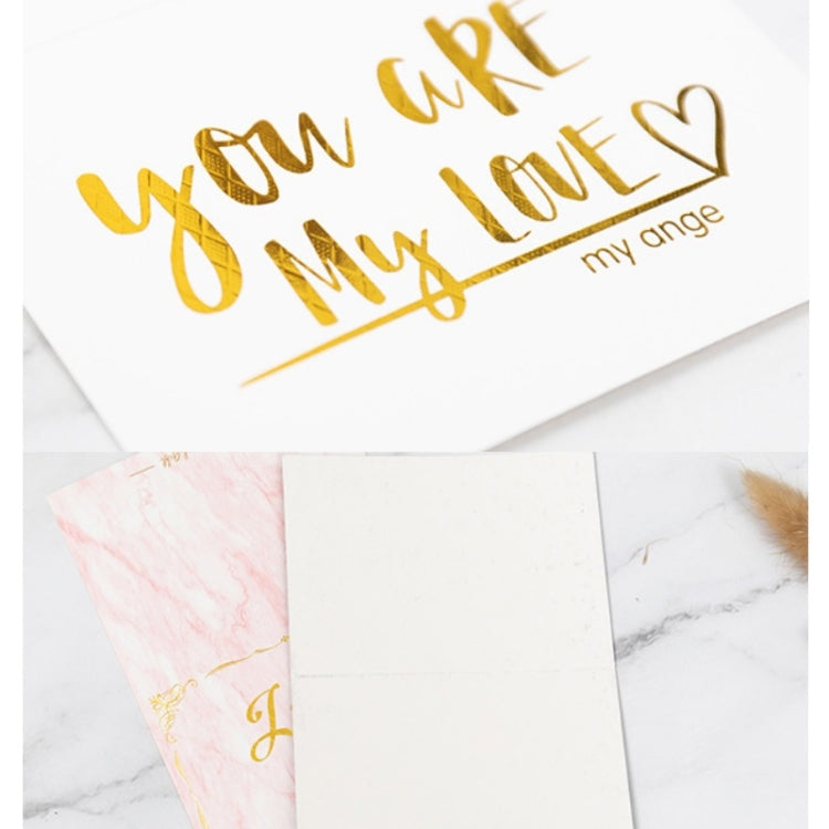 100 PCS Valentines Day Bronzing Greeting Card Flower Shop Birthday Thank You Card(I Love You)