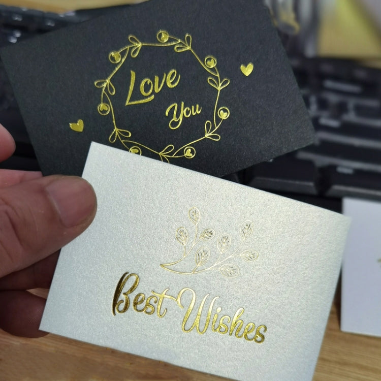100 PCS Wedding Blessing Card Thank You Message Gift Decoration Card Bronzing Flower Greeting Card Blessing （Black）