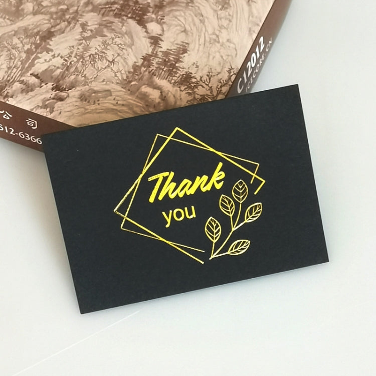 100 PCS Wedding Blessing Card Thank You Message Gift Decoration Card Bronzing Flower Greeting Card Thank You （Black）