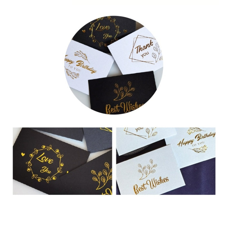 100 PCS Wedding Blessing Card Thank You Message Gift Decoration Card Bronzing Flower Greeting Card Thank You （Black）