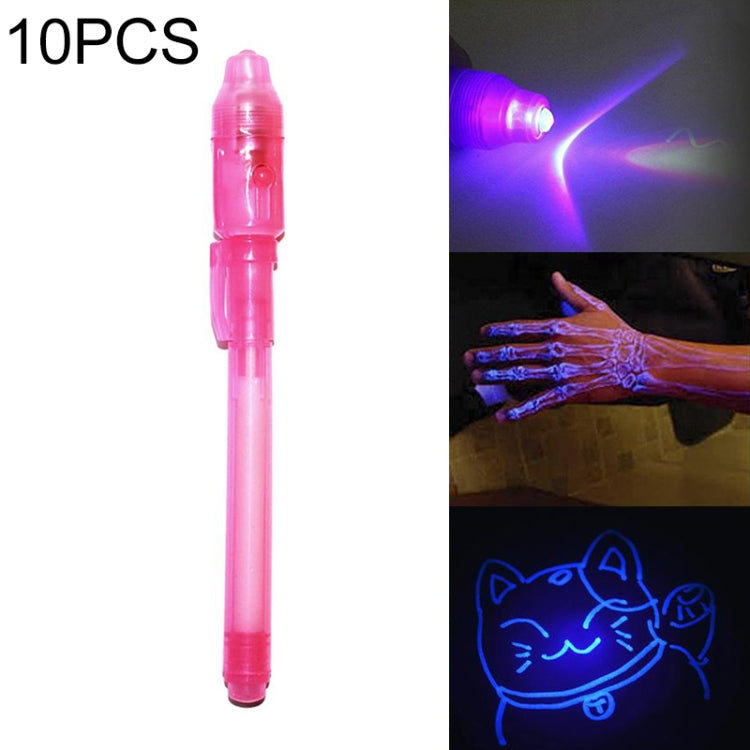 10 PCS Creative Magic UV Light Invisible Ink Pen Marker Pen(Pink)