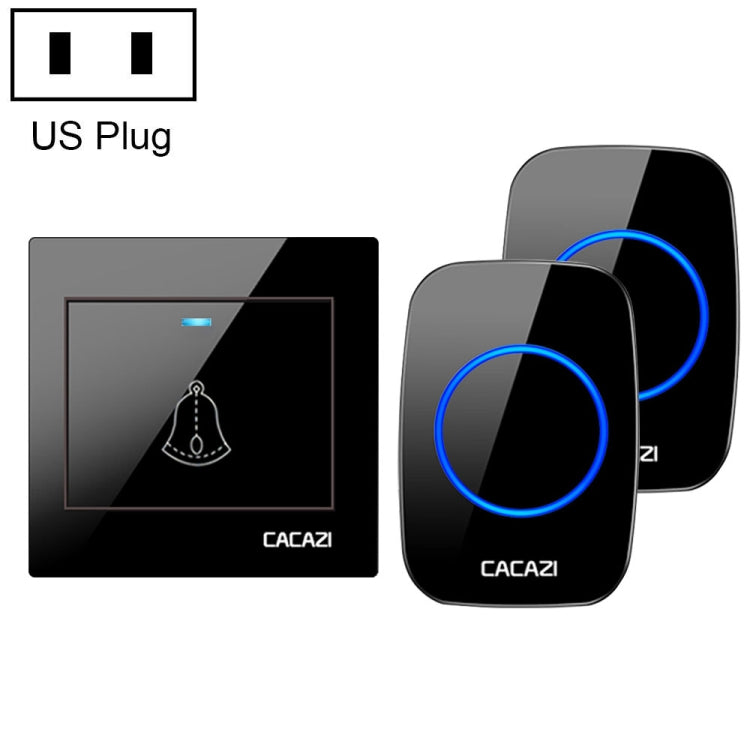 CACAZI H10 1 For 2 Home Wireless Music Doorbell without Battery, Plug:US Plug(Black)
