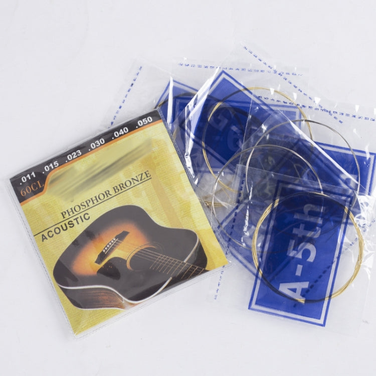 1 Set Folk Guitar Brass Strings Acoustic Guitar Set Strings 1-6(Yellow Packing 011)