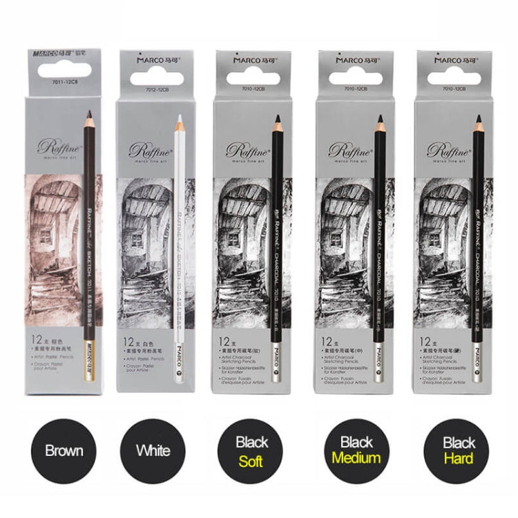 1 Box Marco Pencil Sketch Brush Art Painting Tool, Style: 7012 White Carbon Pen
