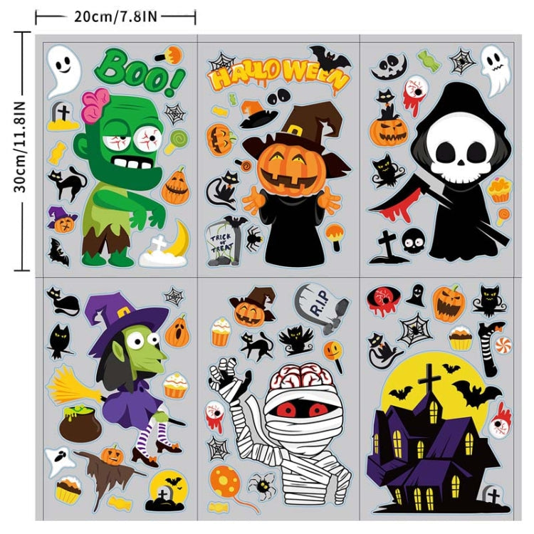 1 Sets SQ629 Halloween Electrostatic Window Stickers Party Decoration Glass Window Wall Double-Sided Stickers, Specification: Pumpkin Expression
