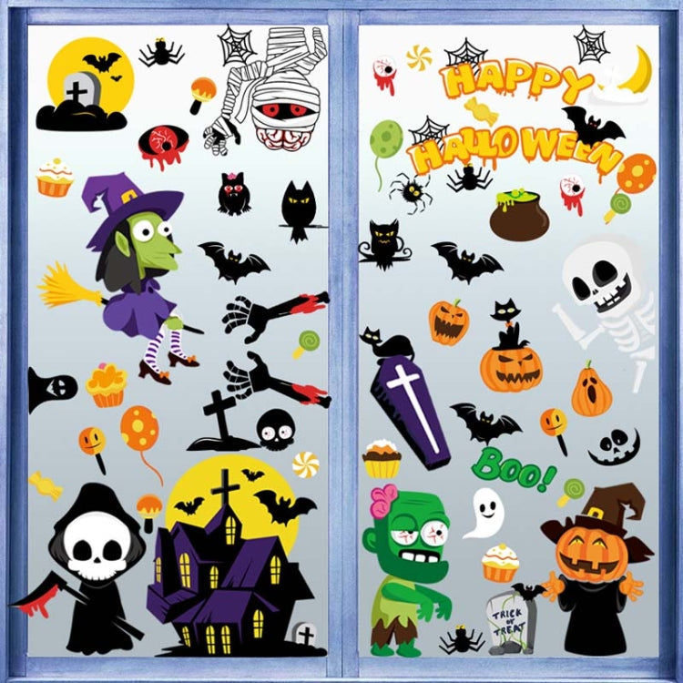 1 Sets SQ629 Halloween Electrostatic Window Stickers Party Decoration Glass Window Wall Double-Sided Stickers, Specification: Pumpkin Expression