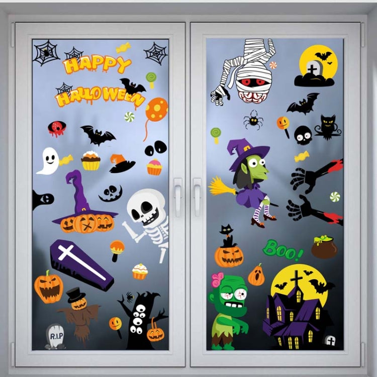 1 Sets SQ629 Halloween Electrostatic Window Stickers Party Decoration Glass Window Wall Double-Sided Stickers, Specification: Pumpkin Expression