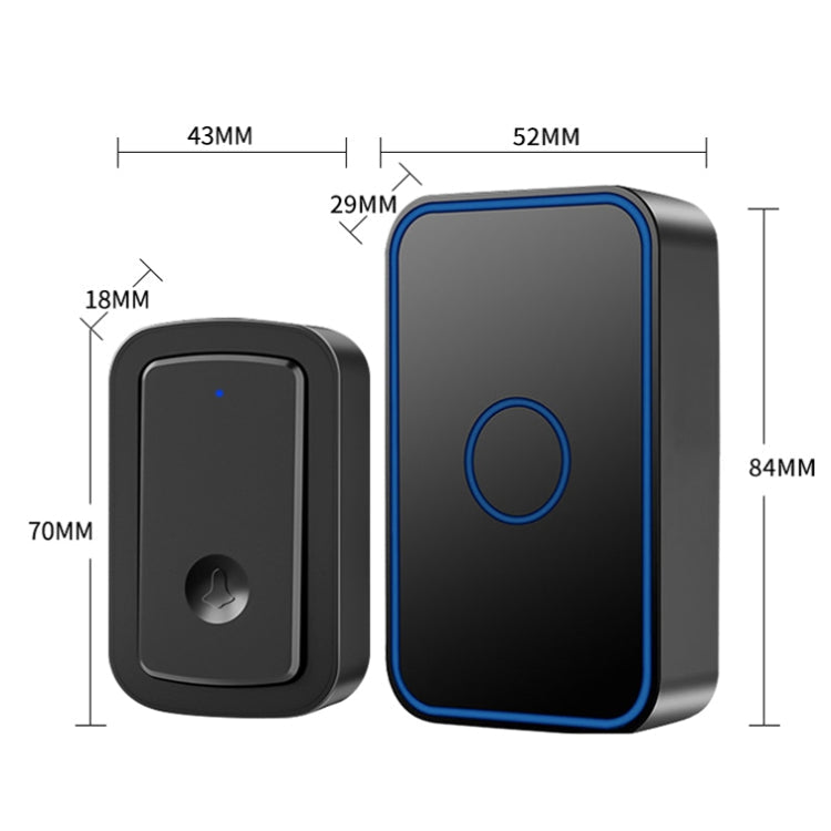 CACAZI A19 1 For 5 Wireless Music Doorbell without Battery, Plug:EU Plug(Black)
