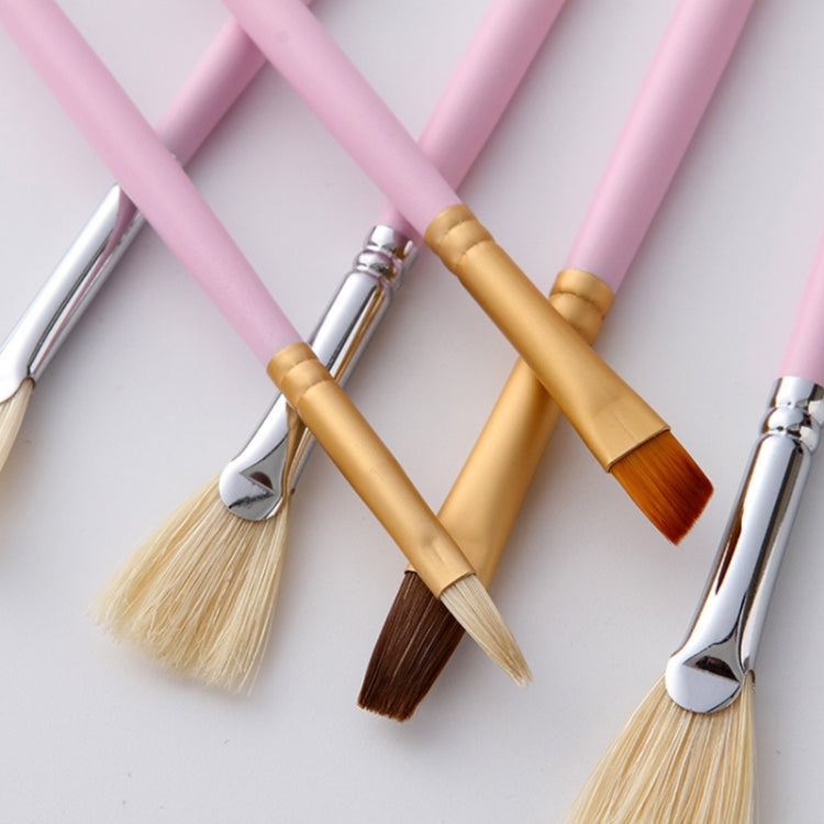 10 PCS/Set Fine Art Pig Bristle Fishtail Gouache Brush With Iron Box(Blue Rod)